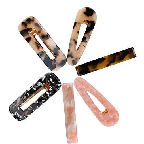 6pcs Acrylic Hair Clips Hair Resin Barrettes Geometric Alligator Marble Leopard Print for Women Girls