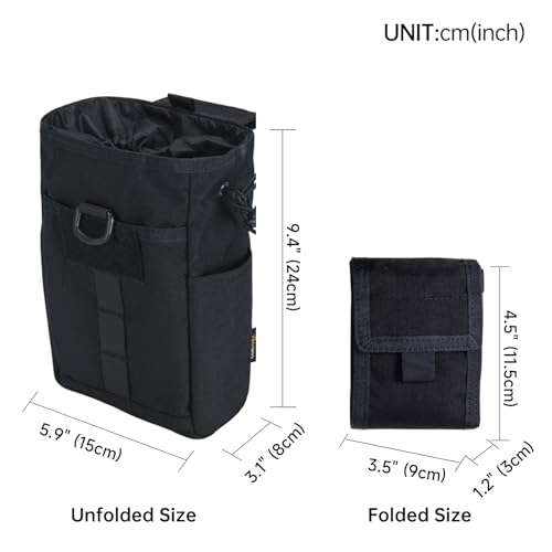 EXCELLENT ELITE SPANKER Molle Dump Pouch Drawstring Magazine Utility Pouch Folding Dump Pouch Waist Bag(Black)