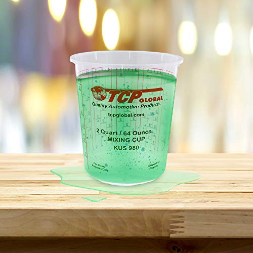 Custom Shop - Pack Of 12-64 Ounce Graduated Paint Mixing Cups (2 Quarts) - Cups Have Calibrated Mixing Ratios On Side Of Cup - Cups Hold 80-Fluid Ounces Epoxy Resin #TOP4
