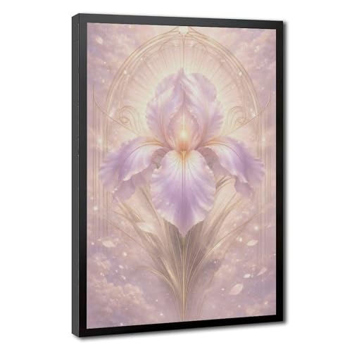 Tableau Art Déco Paruline fleur de lumière pour salon chic 50x76 cm