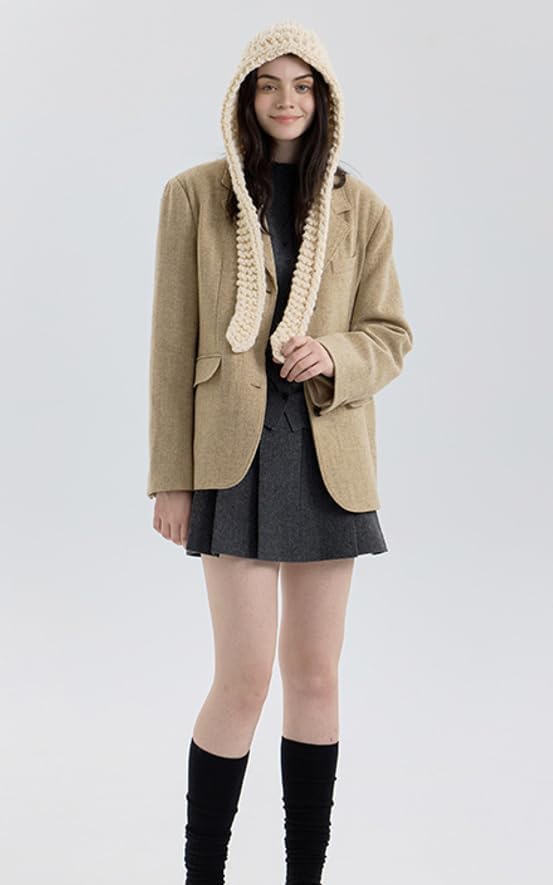 Women Chuncky 2-in-1 Hat and Scarf Thicken Winter Hat with Ear Flap Warm Balaclava Windproof Neck Warmer Scarf Cape Trendy - Image 5