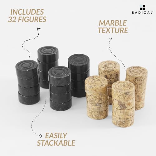 Figuras de Mármol para Damas y Ajedrez 1.25'' Negro y Coral miniatura 5