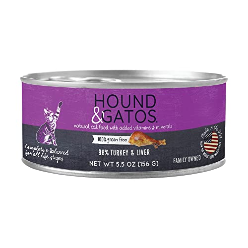 HOUND & GATOS Grain Free, Turkey & Liver Wet Cat Food, 5.5 oz., Case of 24