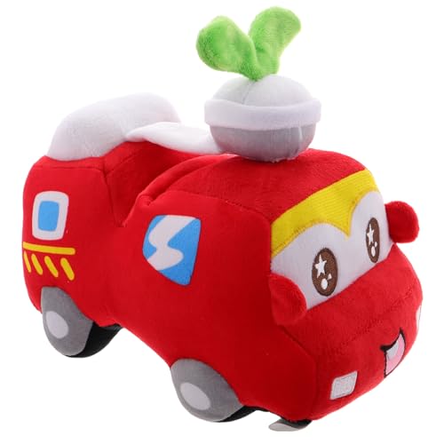 Camion de pompier en peluche rouge coussin coton pour enfant