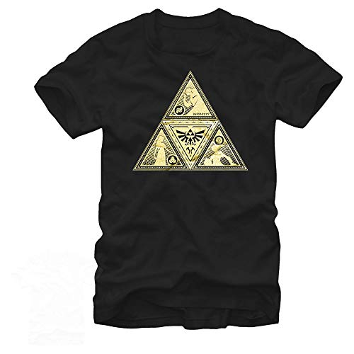 Nintendo Men's Legend of Zelda Triforce Character Silhouette Fill, Black, XL