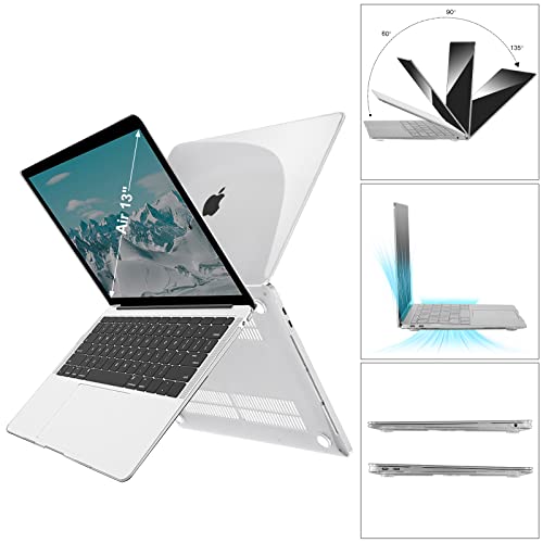 Eoocoo Compatible With Macbook Air 13 Inch Case 2022 2021-2018 M1 A2337 A2179 A1932 With Retina Display Touch Id, Case + Tpu Keyboard Skin Cover + Screen Protector, Crystal Clear #TOP3