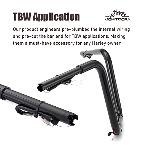 Mokitdora Harley Road King Special Pre-Wired Ape Hanger Handlebar 12 Inch 1.25" Fat 1.25" Clamp Compatible With 2017-Later Flhrxs, Black #TOP5