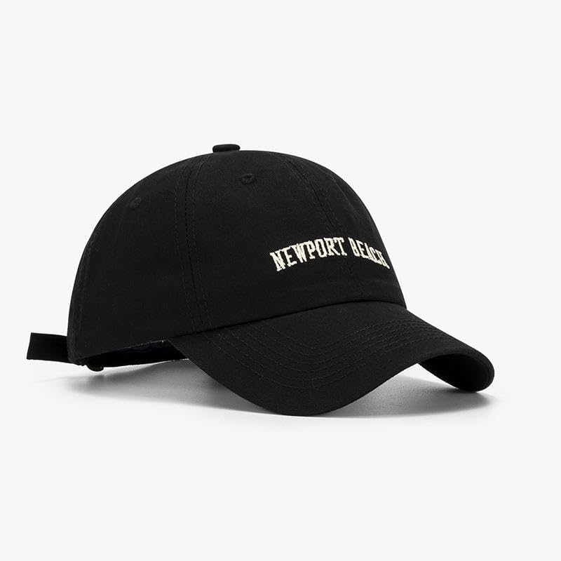 The Celly PlugTrending Fashion Dad Hat, Curved Brim Cap Newport Beach California Cotton Baseball Men Women Golf Surf, Black, 6-7 5/8