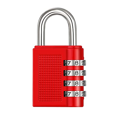 ZHEGE Combination Lock, 4 Digit Combination Padlock Outdoor, School Lock, Gym Lock (Red)