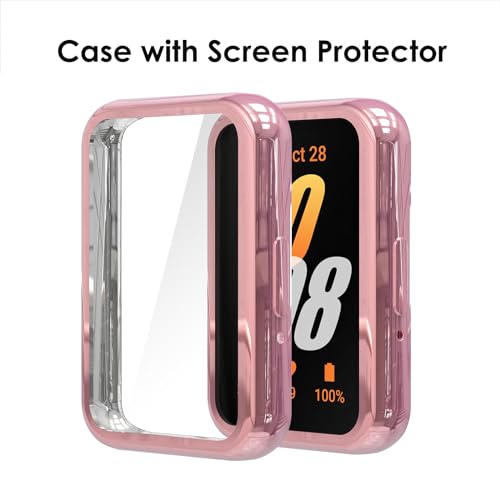 Simpeak 5-Pack Soft Screen Protector Bumper Case Compatible with Samsung Galaxy Fit 3 Smartwatch, Full Protection, Rose Pink/Clear/Silver/Black/Rose Gold by Simpeak - Image 3