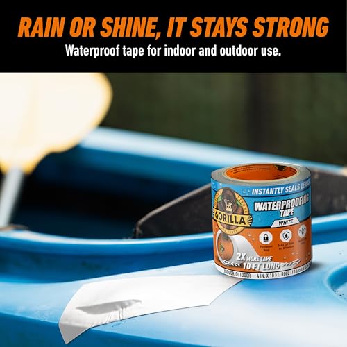 Gorilla 101895 Waterproof Patch & Seal Tape, 1-Pack, White, 10 Feet, 10.67 Cm