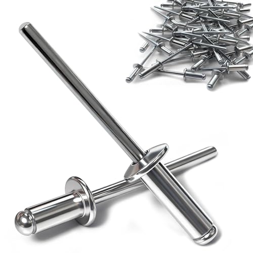 PDKKFF 150 Stück Alu Blindnieten 4x10mm Kuppelkopf Popnieten Silber mit Offenem Ende Aluminium Nieten für Metall Kunststoff Holz Möbel Marine Auto Verbindung und Befestigung