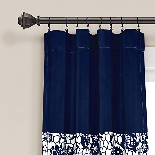 Lush Decor Navy Estate Garden Print Curtains Room Darkening Window Panel Set for Living Dining, Bedroom (Pair) - Image 2