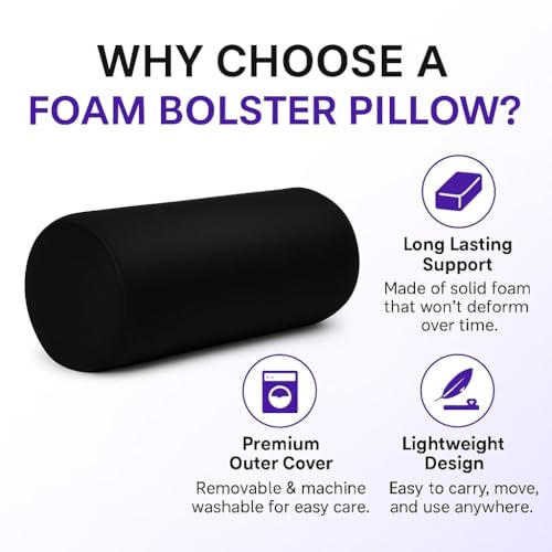 Image of Wakefit Medium Firm Bolster Pillow | Pack of 1 | 23x8 Inch | Foam & Removable Velvet Fabric | Machine Washable Cover | for Bed, Sofa & Diwan | Blue