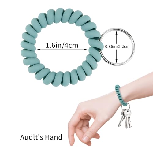 Image of QIUTIMIY 6PCS Wristlet Keychain, Colorful Spiral Coil Hair Tie for Women, Sauna Accessaries Wrist Coil Key Ring Key Holder