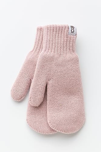 Guantes de punto de lana para bebés y niños de 0 a 7 años color beige y rosa 4
