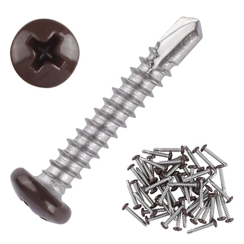 120 tornillos autorroscantes de acero inoxidable #8 x 1" cabeza pan miniatura 1