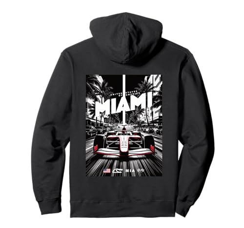 Carro de carreras de Fórmula Open Wheel de Miami Circuit, bandera de EE. UU. Sudadera con Capucha