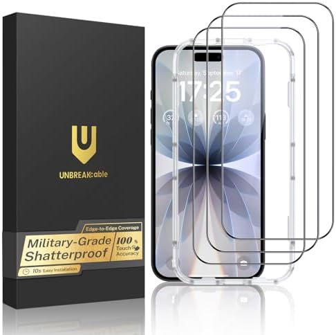 UNBREAKcable for iPhone 17 Screen Protector, 3-Pack Full Coverage...