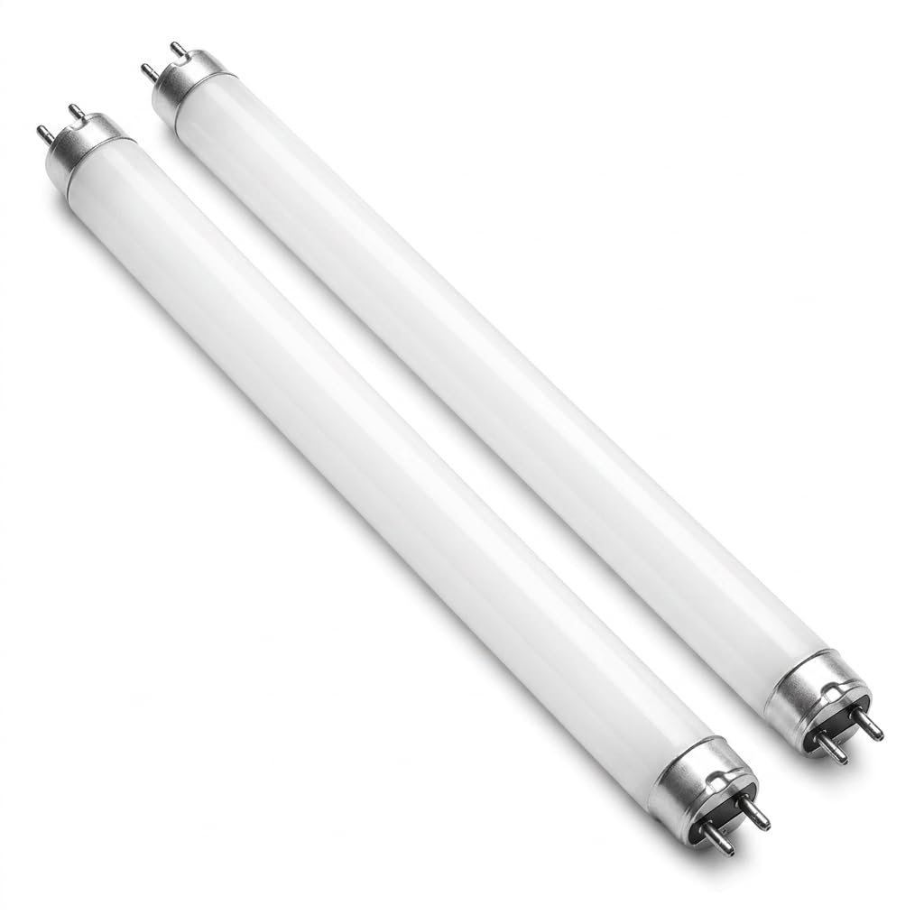 Voskilon 15W Fluorescent Tube, 2 Pcs T8 High Efficiency Lamps, Cool White 4000K, Emergency Energy Saving Light, 1200LM, Size 435mm, Warm White Fluorescent, for Kitchen, Bathroom, Cabinet, Garage