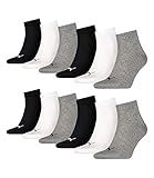 PUMA 12 Paar Unisex Quarter Socken Sneaker Gr. 35-49 für Damen Herren Füßlinge, Farbe:882 - grey/white/black, Socken & Strümpfe:35-38