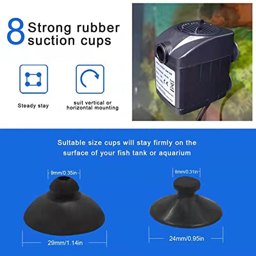 Submersible Fountain Pump Nozzle Kit, Replaceable With 7 Sizes Of Plastic Nozzles For Aquarium Pumps, 8 Rubber Suction Cups, Fountain Pump Accessories #TOP2