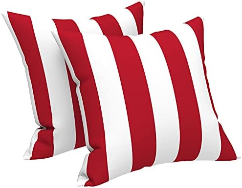LVTXIII Outdoor/Indoor Throw Pillows, Decorative Throw Pillows with Inserts, 18”x18” Square Pillows for Bed, Couch, Sofa and Patio Furniture (Set of 2, Cabana Red)
