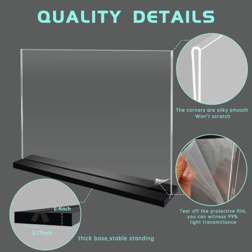 Support de panneau acrylique T A4 horizontal pour menu de restaurant - Lot de 2