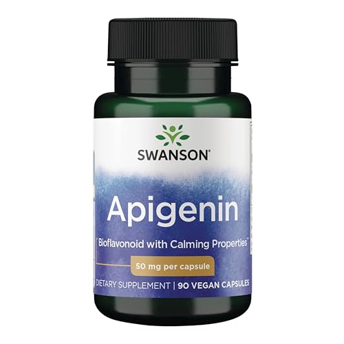 Swanson Apigenin Sleep and Relaxation Supplement Natural Support 90 Caps 50 mg (Packaging may Vary)