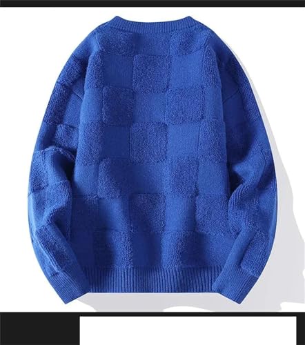 Men's Plaid Sweater Crew Neck Oversized Casual Knit Pullover Hip Hop Streetwear Fashion Top2