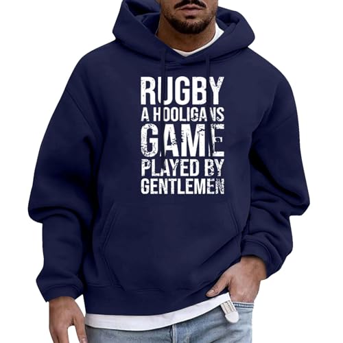 Halloween Anime Fleece Hoodie Sweatshirts Men Women Teenager Hip Hop Fashion Sweatshirt Pullover with Pockets for Autumn Winter Holiday Activewear Father Christmas Outfit Adult (Navy, L)