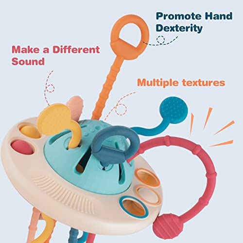 Baby Sensory Toy Montessori Silicone Toy For 12-18 Months, Travel Pull String Toy For 0-6 Months, Developing Fine Motor Skill, Multi-Sensory Activity Toy For 1 Year Old, Birthday Gift For Toddlers #TOP1