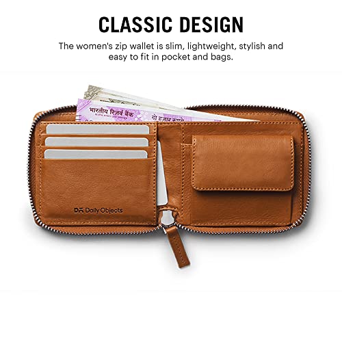 Image of DailyObjects Women's Zip Wallet | Made with Vegan Leather Material | Carefully Handcrafted | Holds up to 8 Cards | Slim and Easy to Fit in Pocket | Coin Pocket with Button Closure