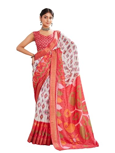 Arwacraft Women's Mulmul Cotton Digital Printed Kalamkari saree for womens With Matching Blouse Piece, Floral Print, Elegant Traditional Drape for Occasion, Ceremonies & Festival-ARC001