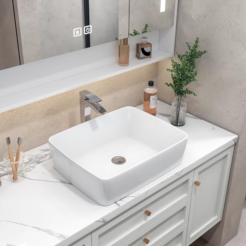 Sinber BVS1915A-OL 19 Inch X 15 Inch X 5.31 Inch White Rectangular Ceramic Countertop Bathroom Vanity Vessel Sink Bvs1915A-Ol thumb #2
