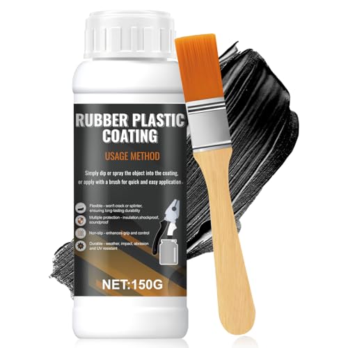 WANJAO Tool Dip Rubber Coating, Liquid Rubber Dip Flexible Peelable Protective Coating Rubber Coating Sealant, Waterproof, Flexible, Breathable, Slip Resistance for Tools DIY Craft, 150g Black