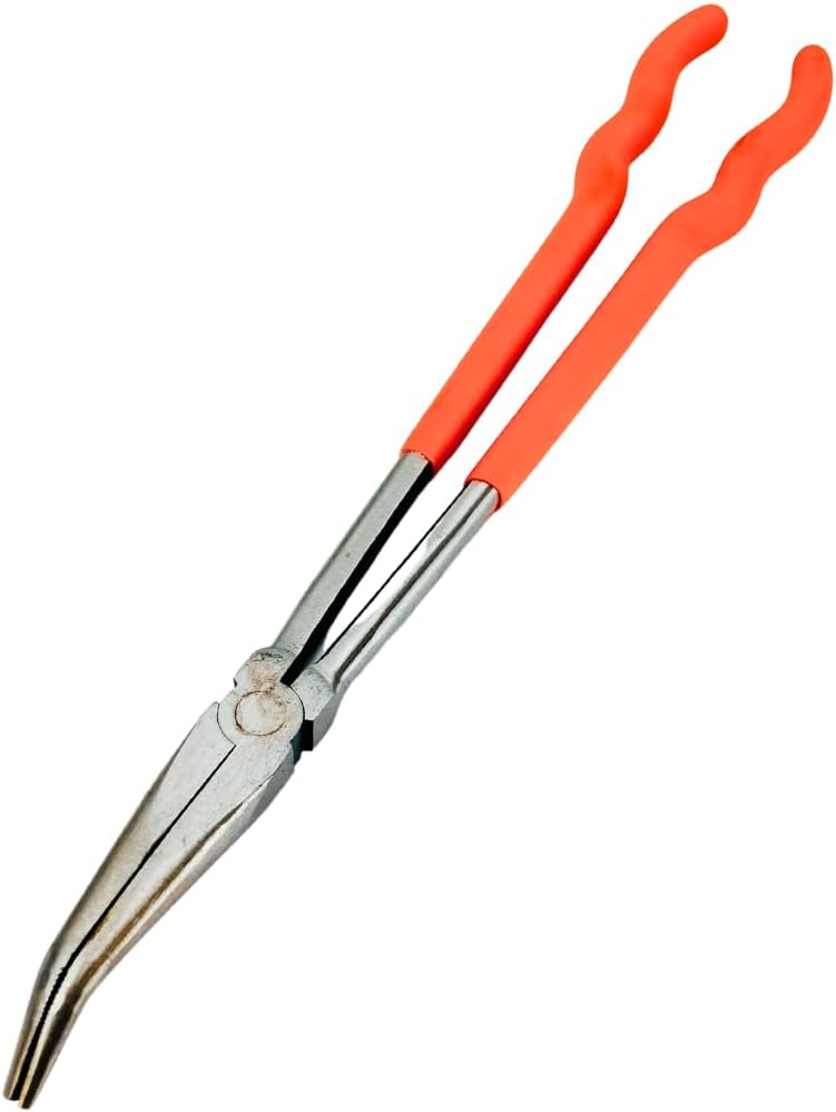 16" (40.6 cm) Drop Forged Bent Nose Pliers | Heat-Treated Carbon Steel | Ergonomic Grip | Extended 45 Degree Reach