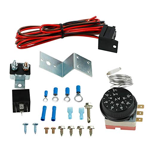 16" Slim Push Pull 12V Electric Radiator Cooling Fan With Adjustable Electric 12V Radiator Fan Thermostat Control Relay Wire Kit For All Radiators, Oil Coolers, Transmission Coolers #TOP2