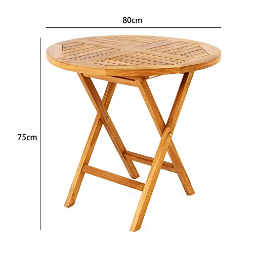 Dacom Teak Solid Wood Side Table- Round Wood Stain Finish - Patio, Deck, Lawn, Garden, Backyard Or Terrace Wooden Table - 31-Inch #TOP2