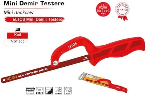 Eltos Mini Demir Testere, 30 cm Değiştirilebilir Bıçaklı, Plastik Saplı, Ahşap, PVC, Metal, Plastik Kesimi, Dar Alanlar İçin, MDT300, Hafif Kesme Aleti, Çok Amaçlı, El Testeresi - Görsel 3