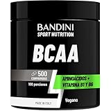 Bandini® BCAA 500 Comprimidos - Aminoácidos Ramificados tabs - L-Leucina, L-Valina con Vitamina B1 y B6 - Complemento Alimenticio Pre y Post Entrenamiento - 100% Vegano