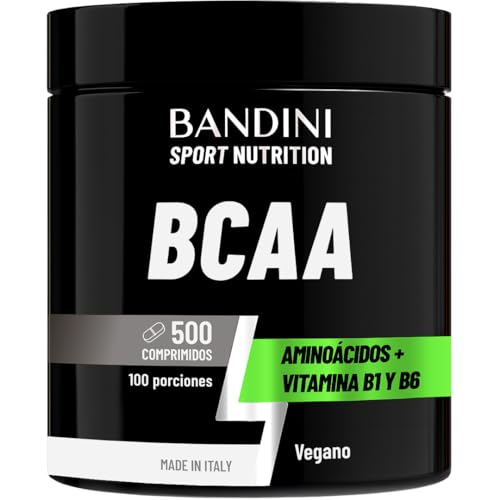 Bandini® BCAA 500 Comprimidos - Aminoácidos Ramificados tabs - L-Leucina, L-Isoleucina, L-Valina con Vitamina B1 y B6 - Complemento Alimenticio Pre y Post Entrenamiento - 100% Vegano