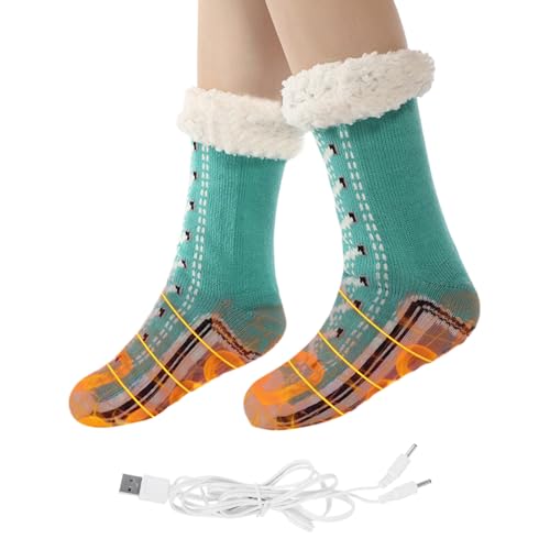 Mimoqk Calcetines Calentadores para Hombre,Calcetines Térmicos USB Antideslizante - Accesorios Calentadores Invierno para Viajes Hogar Suelo Sueño Exterior Zapatos | Otoño Invierno Navidad Viajes