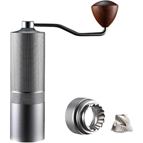 ITMEATコーヒーグラインダー手動調整可能な粗さ省力性エスプレッソ高速粉砕超微細粉砕均一粉末420ステンレス鋼コーヒーグラインダー屋外 (シルバー)