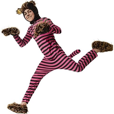 dressforfun 900534 Secretive cheshire cat costume | Pink and black striped onesie fancy dress | Storybook outfit with accessories Cover