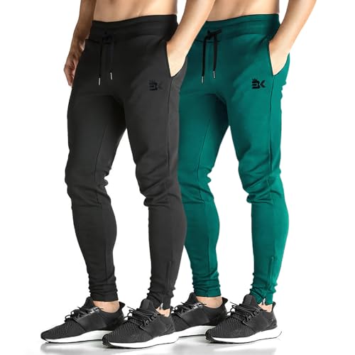 Image of BROKIG Mens Zip Joggers Pants - Casual Gym Workout Track Pants Comfortable Slim Fit Tapered Sweatpants with Pockets
