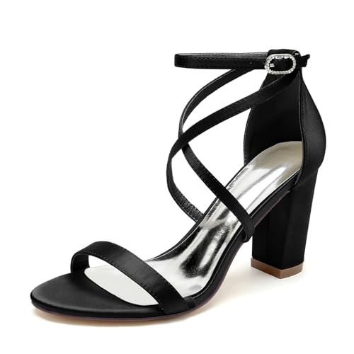 Chaussures de mariage satin FGRID Noir 41, escarpins de créateur pour bal et grande soirée