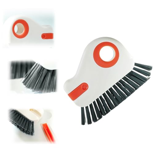 2 in 1 Groove Cleaning Brush Window Track Cleaning Tools, 2025 New Multifunction Hard Bristle Crevice Cleaner Brush with Hidden Scraper, Grout Cleaner Grip Brush for Sliding Door Track