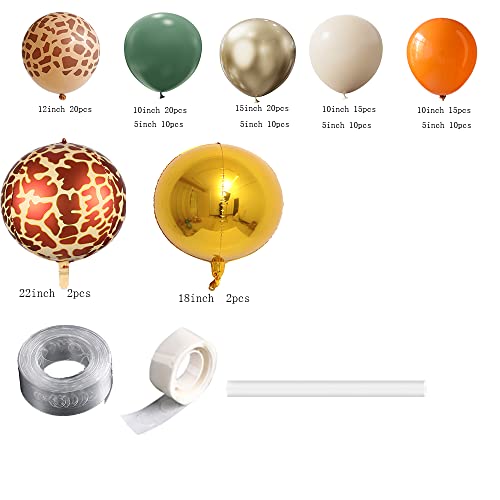 Balonar 130Pcs Diy Sage Green Jungle Birthday Balloons Garland Arch Kits With 18/10/5/Inch Metallic Chrome Balloons For Baby Shower Kids Boys Wild One Decor Giraffe Safari Party Supplies (Green) #TOP1