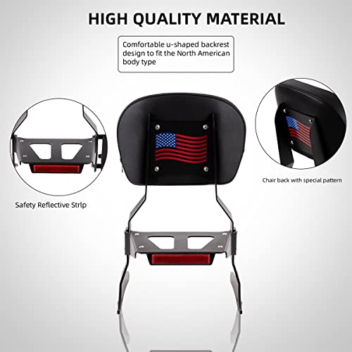 Gamyipp Powersports Sissy Bar With Backrest Flag Pattern Luggage Rack For Yamaha Xvs 950 V Star 950 2009-17(Black) #TOP2